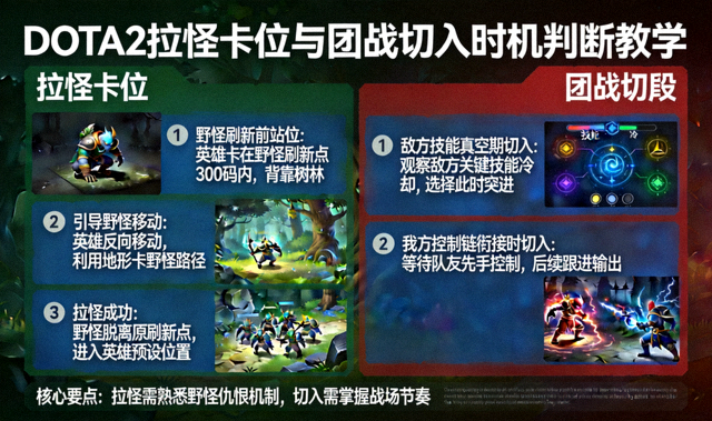 DOTA2拉怪卡位与团战切入时机判断教学画面
